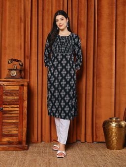MEENA BAZAAR - Black Printed Women Kurta