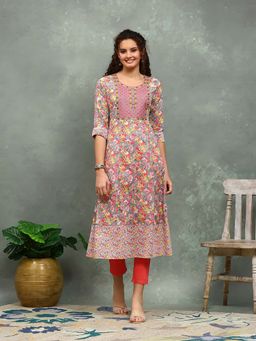 MEENA BAZAAR - Embroidered Grey Kurta
