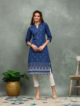 MEENA BAZAAR - Printed Women Blue Kurta