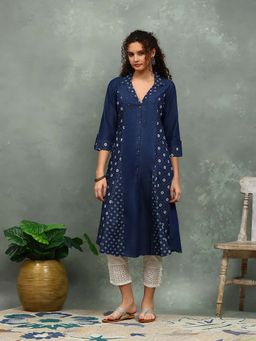 MEENA BAZAAR - Printed Blue Women Kurta