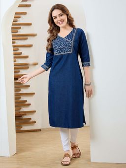 MEENA BAZAAR - Printed Blue Women Kurta