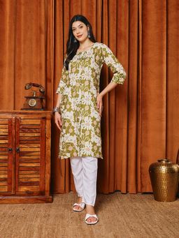 MEENA BAZAAR - Printed Green Women Kurta