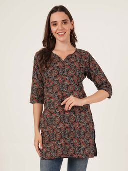 Brownverse - Brown Women Pure Cotton Jaipuri Print Kurti