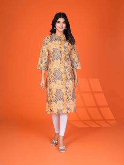 KAFTANIZE - Yellow and Block Printed Kurta