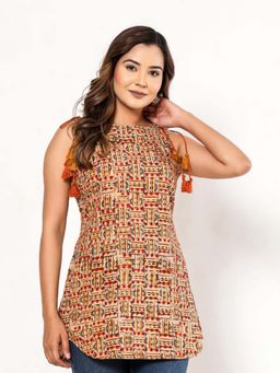 KAFTANIZE - Multi-Color Geometric Printed Short Kurti