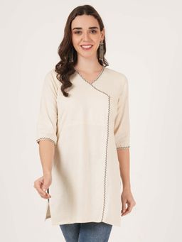 Brownverse - Off White Women Embroidery Kurti
