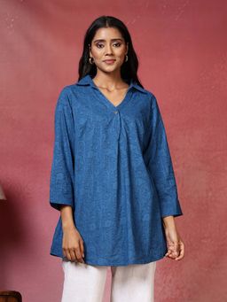 MEENA BAZAAR - Printed Blue Women Tunic