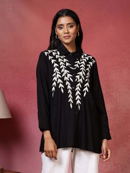 MEENA BAZAAR - Embroidered Black Tunic