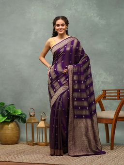 MEENA BAZAAR - Woven Lavender Saree without Blouse