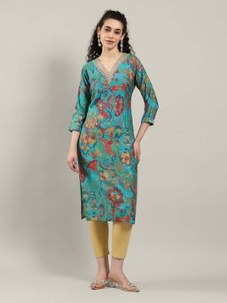 MEENA BAZAAR - Printed Green Kurta