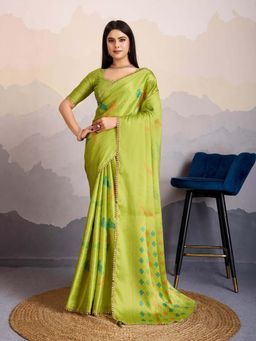 MEENA BAZAAR - Woven Green Saree without Blouse