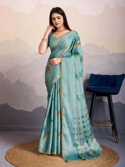 MEENA BAZAAR - Woven Blue Saree without Blouse