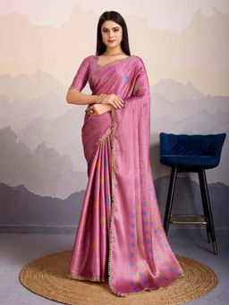 MEENA BAZAAR - Woven Pink Saree without Blouse