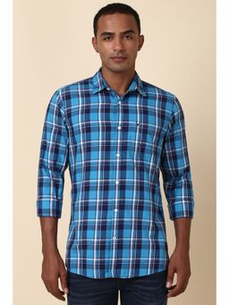 Allen Solly - Men Blue Checks Full Sleeves Regular Fit Casual Shirt