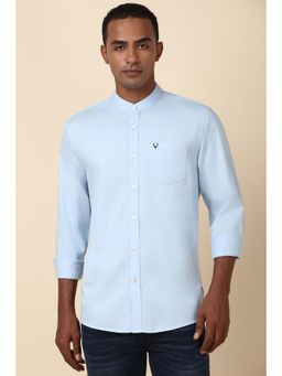 Allen Solly - Men Blue Solid Full Sleeves Regular Fit Casual Shirt