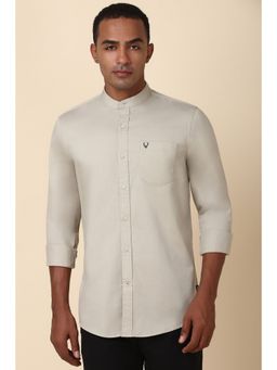 Allen Solly - Men Beige Solid Full Sleeves Regular Fit Casual Shirt