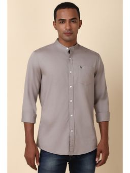 Allen Solly - Men Grey Solid Full Sleeves Regular Fit Casual Shirt