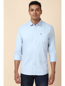 Allen Solly - Men Blue Solid Full Sleeves Regular Fit Casual Shirt