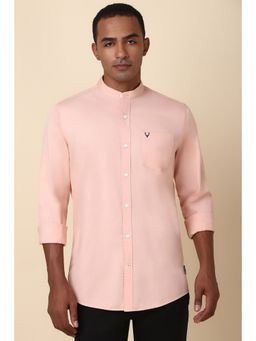 Allen Solly - Men Peach Solid Full Sleeves Regular Fit Casual Shirt