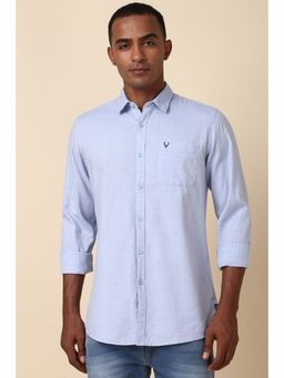 Allen Solly - Men Blue Textured Full Sleeves Regular Fit Casual Shirt