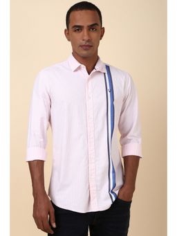 Allen Solly - Men Pink Stripes Full Sleeves Regular Fit Casual Shirt