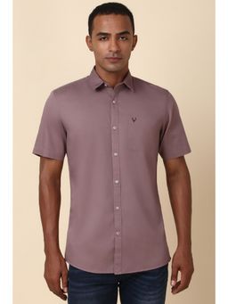 Allen Solly - Men Pink Solid Half Sleeves Regular Fit Casual Shirt