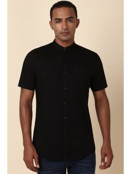 Allen Solly - Men Black Solid Half Sleeves Regular Fit Casual Shirt