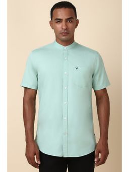Allen Solly - Men Green Solid Half Sleeves Regular Fit Casual Shirt