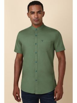 Allen Solly - Men Green Solid Half Sleeves Regular Fit Casual Shirt