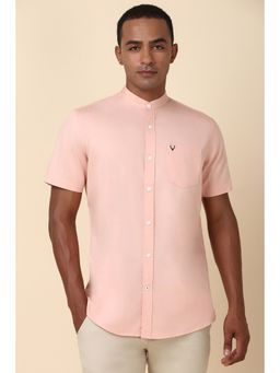 Allen Solly - Men Peach Solid Half Sleeves Regular Fit Casual Shirt