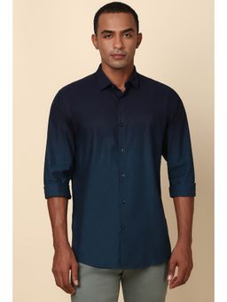 Allen Solly - Men Navy Blue Ombre Full Sleeves Slim Fit Casual Shirt
