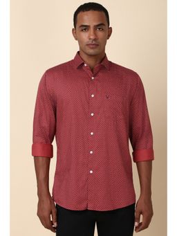Allen Solly - Men Red Printed Full Sleeves Slim Fit Casual Shirt