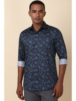 Allen Solly - Men Navy Blue Floral Full Sleeves Slim Fit Casual Shirt