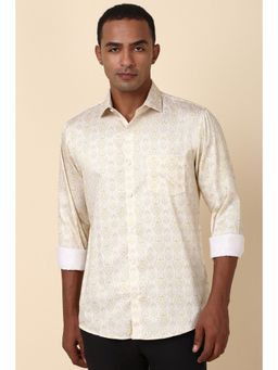 Allen Solly - Men Cream Printed Full Sleeves Slim Fit Casual Shirt