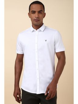 Allen Solly - Men White Solid Half Sleeves Slim Fit Casual Shirt