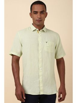 Allen Solly - Men Green Solid Half Sleeves Slim Fit Casual Shirt