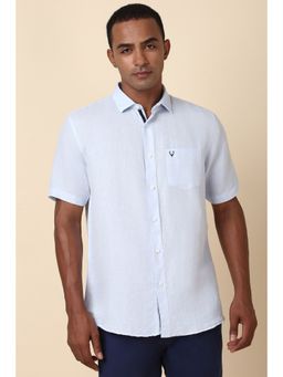 Allen Solly - Men Blue Solid Half Sleeves Slim Fit Casual Shirt