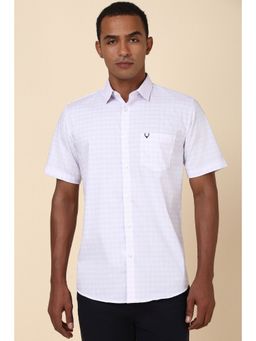 Allen Solly - Men White Checks Half Sleeves Slim Fit Casual Shirt