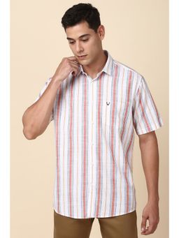 Allen Solly - Men White Stripes Half Sleeves Slim Fit Casual Shirt