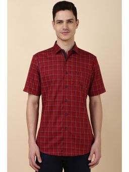 Allen Solly - Men Red Checks Half Sleeves Slim Fit Casual Shirt