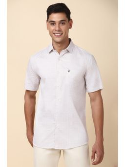 Allen Solly - Men White Printed Half Sleeves Slim Fit Casual Shirt