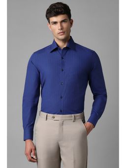 Louis Philippe - Men Blue Stripes Full Sleeves Regular Fit Formal Shirt