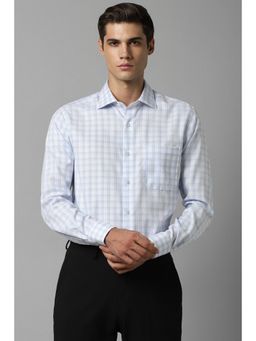 Louis Philippe - Men Blue Checks Full Sleeves Regular Fit Formal Shirt
