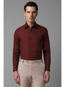 Louis Philippe - Men Maroon Printed Full Sleeves Regular Fit Formal Shirt