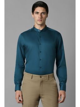 Louis Philippe - Men Teal Solid Full Sleeves Slim Fit Formal Shirt