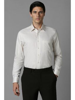 Louis Philippe - Men White Checks Full Sleeves Slim Fit Formal Shirt