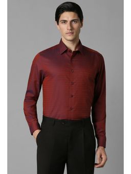 Louis Philippe - Men Maroon Printed Full Sleeves Slim Fit Formal Shirt