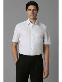 Louis Philippe - Men White Textured Half Sleeves Regular Fit Formal Shirt