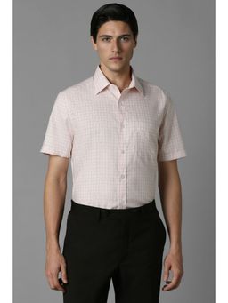 Louis Philippe - Men Cream Checks Half Sleeves Regular Fit Formal Shirt