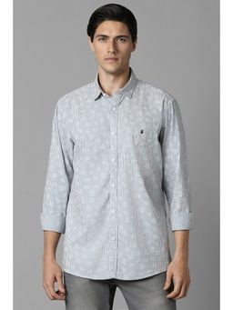Louis Philippe - Men Blue Printed Full Sleeves Slim Fit Casual Shirt